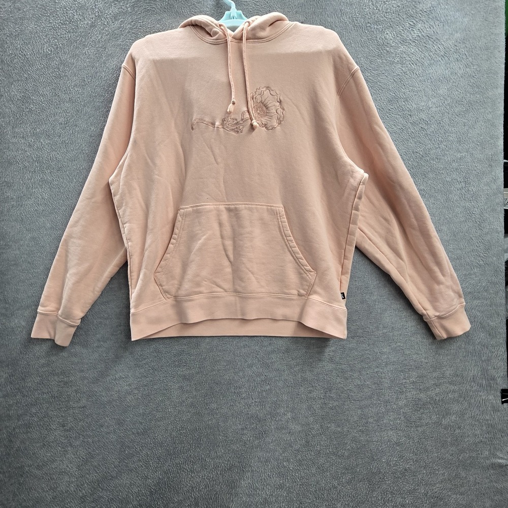 Nike SB Women Hoodie M Pink Embroidered Flower Logo Skater Terry Lined Oversized